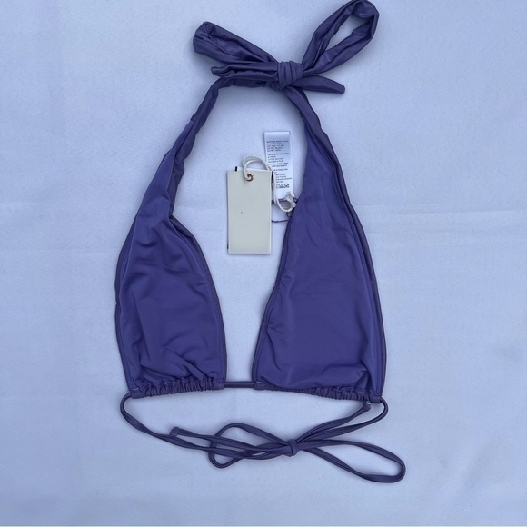 Good American Lilac Mist Shine Ruched Halter Neck Bikini Top Size XLarge/4 NWT - Picture 9 of 14